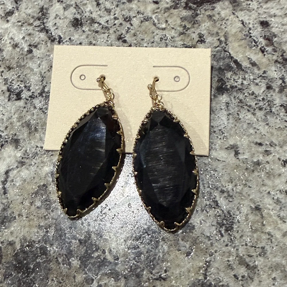 14th & Union Women’s Elegant Wire Wrapped Stone Black Drop Evening Earrings